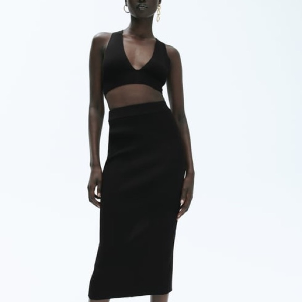 Zara Ribbed Knit Pencil Skirt